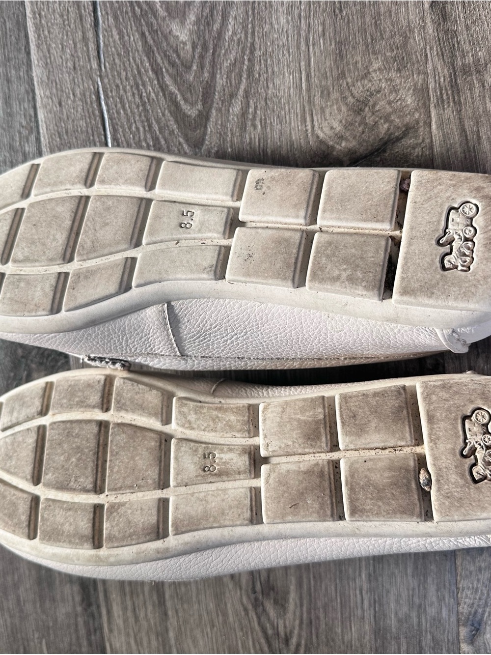 Coach White Pebbled Leather Penny Loafers with Gold Accent - Picture 7 of 7